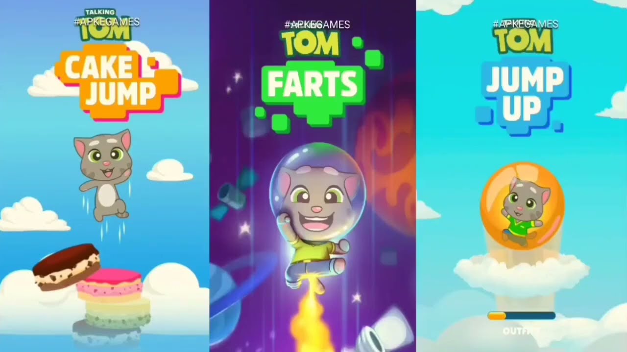 Talking Tom Cake Jump vs Talking Tom Farts vs Talking Tom Jump up Gameplay Android ios