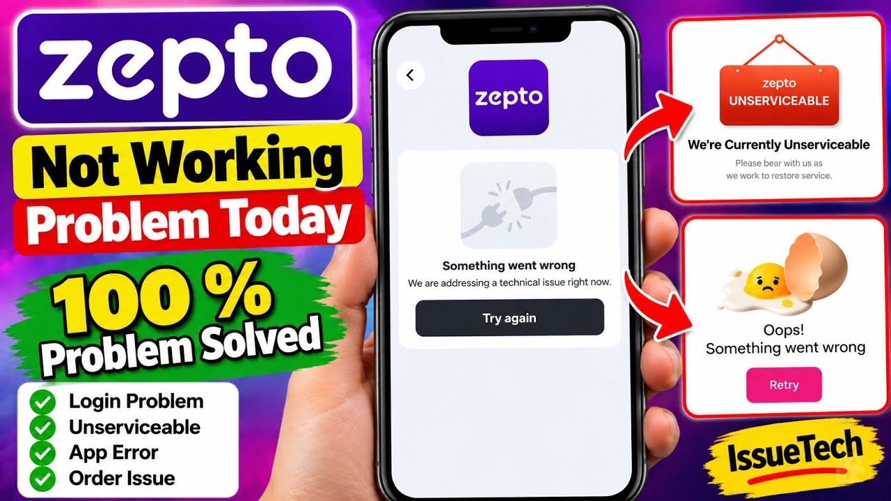Zepto Something went wrong We are addressing a technical issue | Zepto We're Currently Unserviceable
