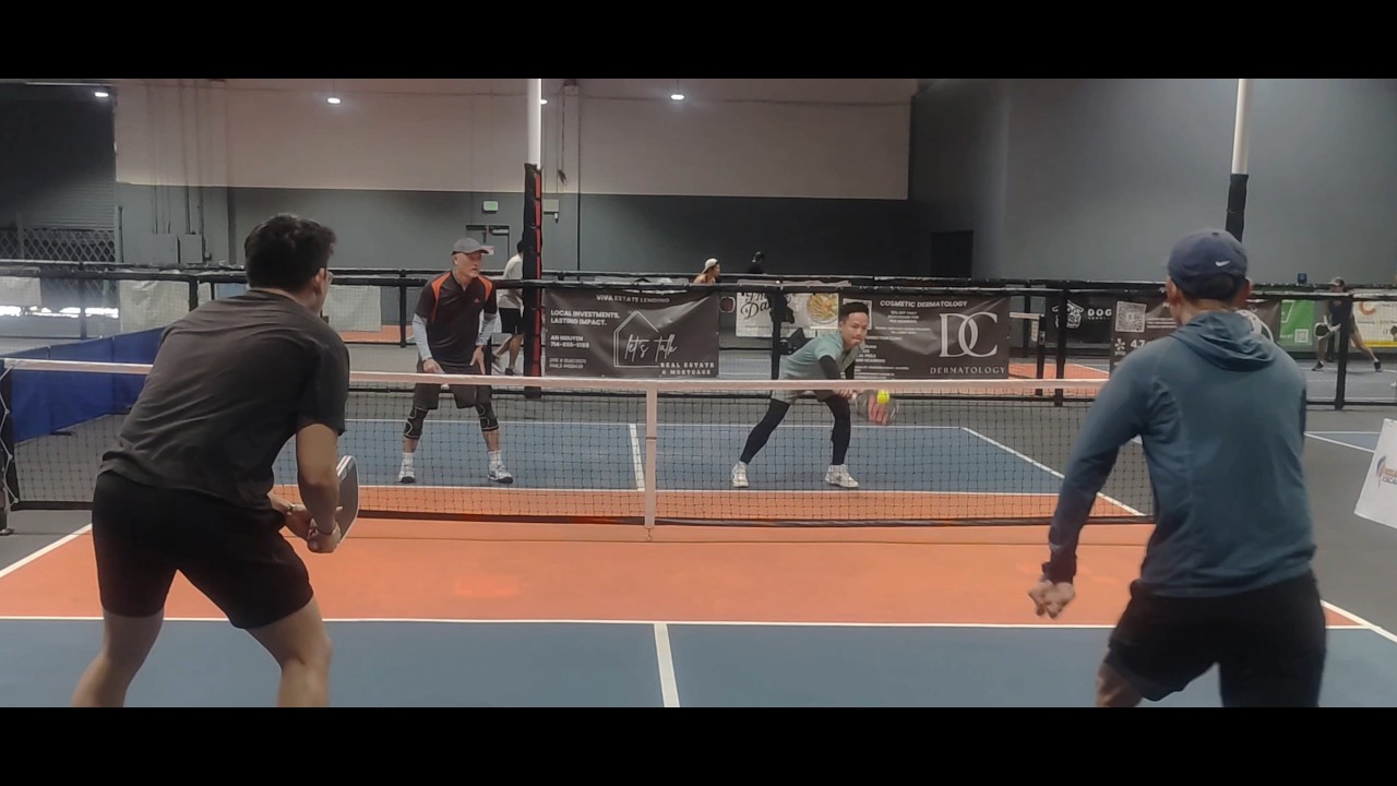 Pickleball XSCAPE:  KEN / JASON (near side) vs DANH / ETHAN (far side) Rec game Westminster, CA USA