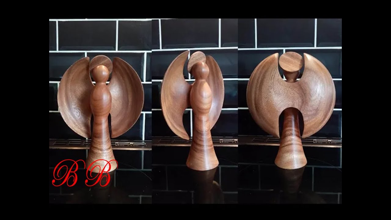 Wood turning An Angel with turned wings / woodturning Christmas Angel