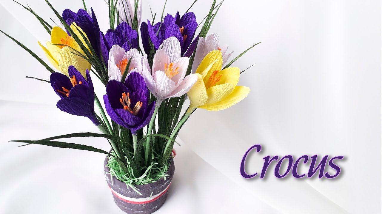 КРОКУСЫ из гофрированной бумаги МК/ CROCUS of corrugated paper