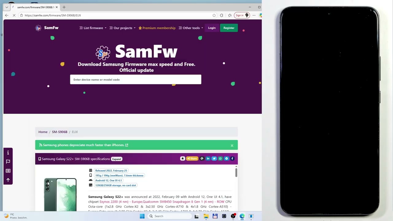 SAMSUNG Galaxy S22+ 5G - Jak wgrać fabryczny ROM przez Odin