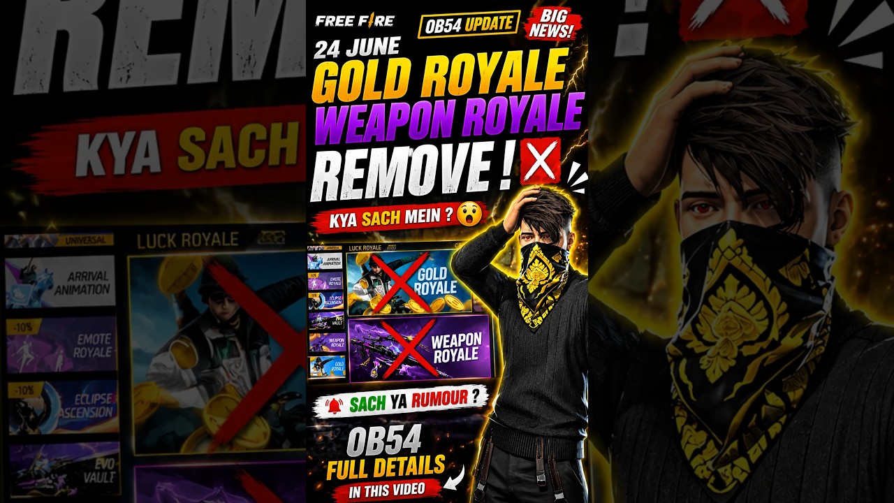 FREE FIRE OB54 UPDATE 😱 Gold Royale & Weapon Royale REMOVE?! #freefire #shorts
