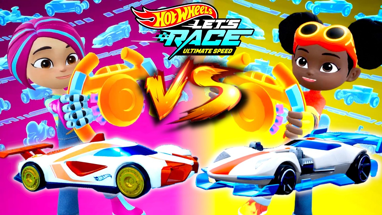 Hot Wheels Let's Race Ultimate Speed ​​– Brights с Mach Speeder против Spark с Super Twin Mill