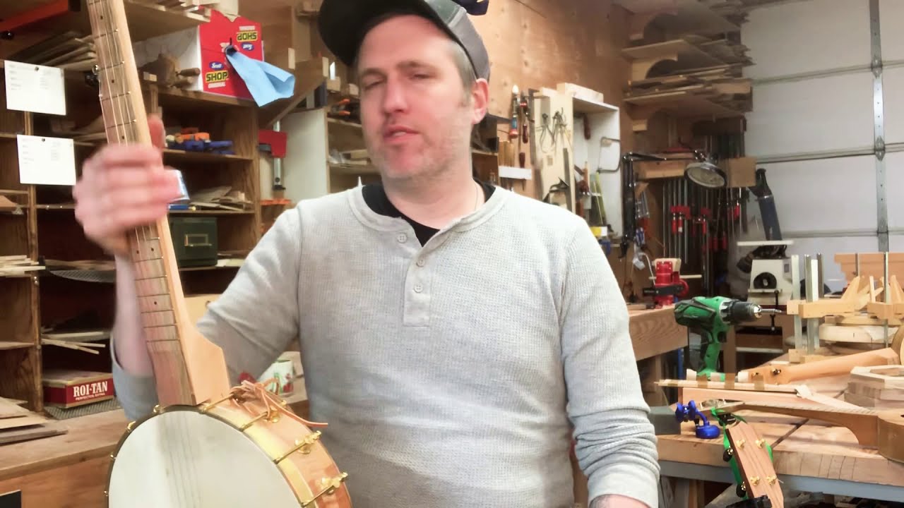 Beansprout five string banjo comparison: block rim vs block rim with brass tone ring