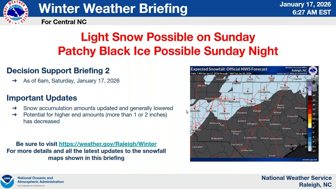 NWS Raleigh Winter Weather Update - 12 PM - Saturday - January 17, 2025