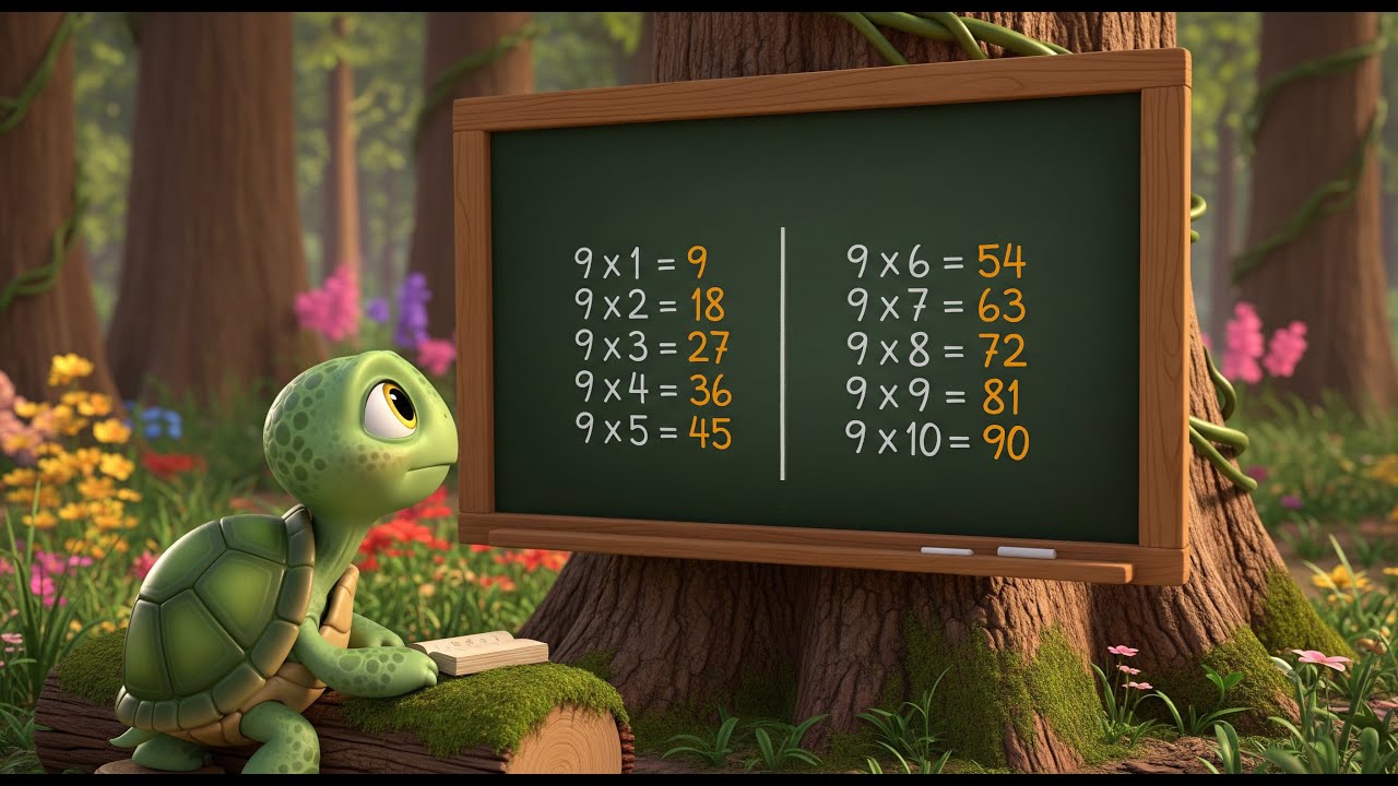 9'lar Çarpım Tablosu, Ağırbaş Kaplumbağa'nın İmtihanı - Dokuz kere bir, dokuz! 9x1=9