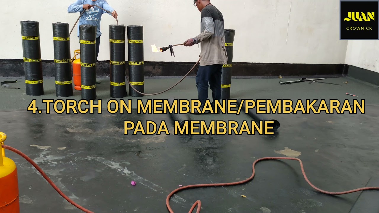 langkah-langkah pemasangan sistem kalis air menggunakan kaedah torch on membrane