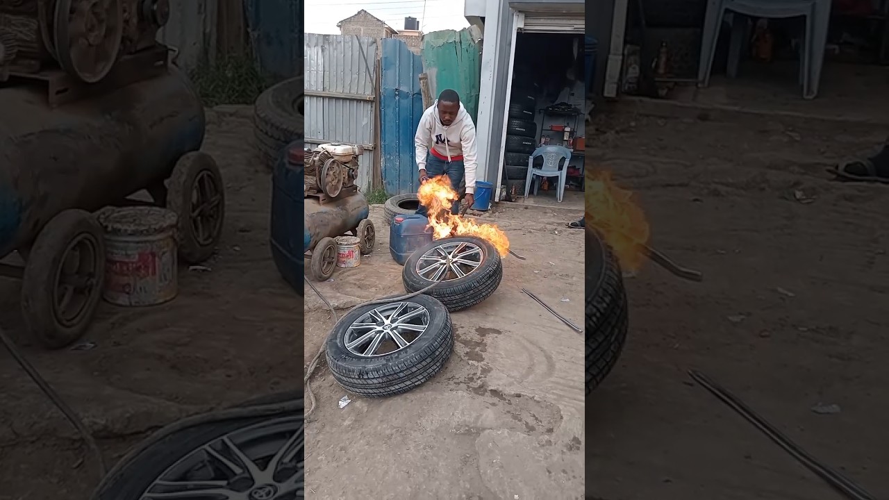 Top secret of INFlATING complex TIRE via fire skills 🔥🧨💥