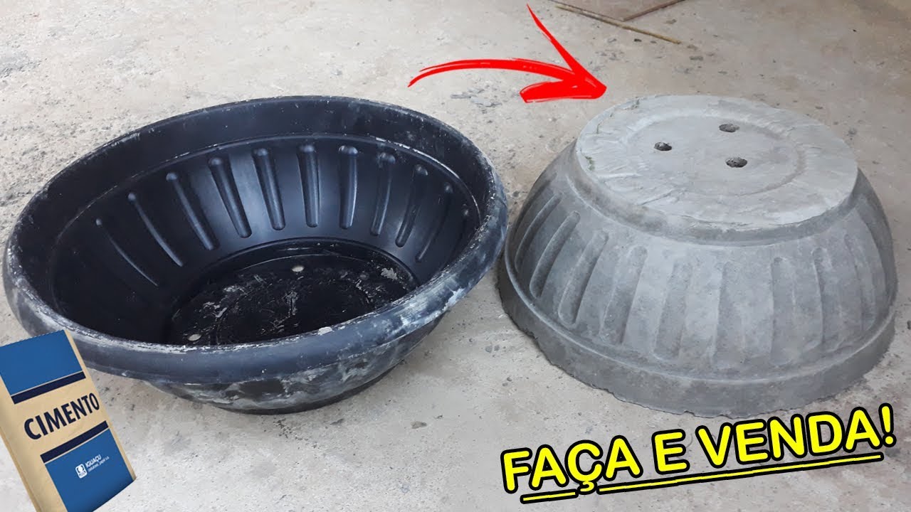 COMO FAZER VASOS DE CIMENTO COM FORMA - MELHOR VÍDEO - PASSO a PASSO - FAÇA E VENDA