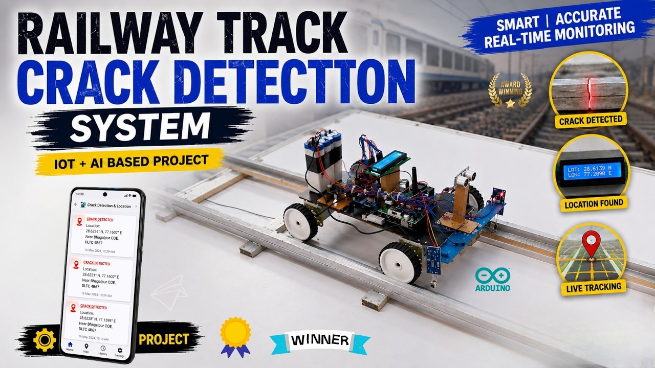 Railway Track Crack and Fault Detection System using GPS GSM | Best Engineering Final Year Project