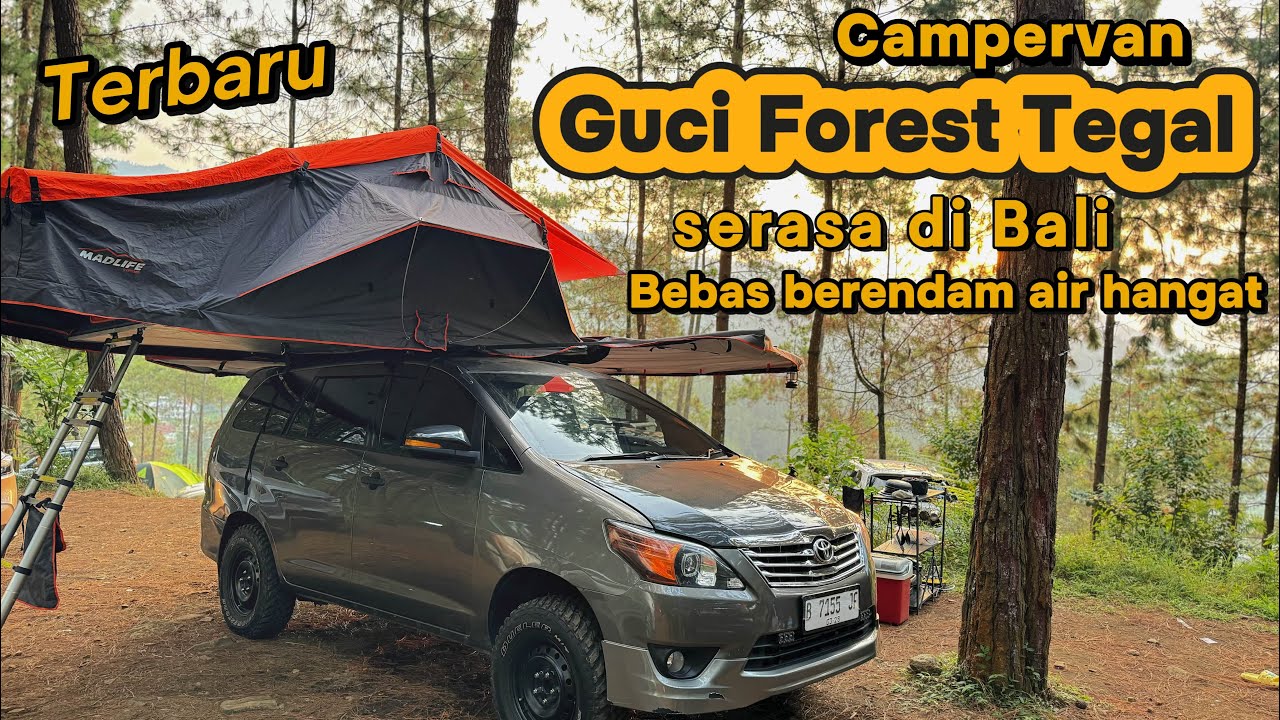 Bikin Betah Campervan Nuansa Bali Guci Forest Tegal Terbaru | Kolam pemandian air hangat | Innova