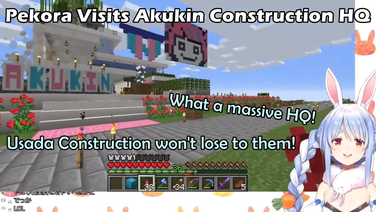 Pekora Introducing UsaKen Employee And Visits Akukin Construction HQ 【Hololive English Sub】