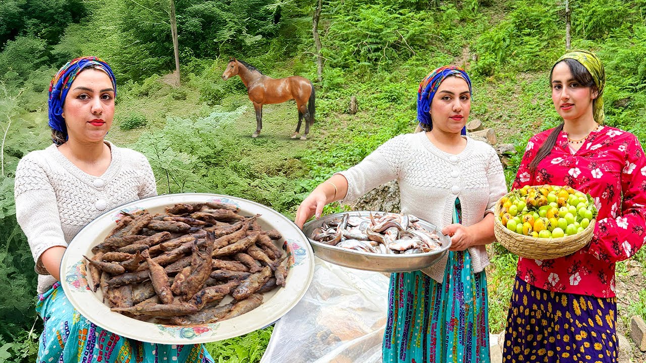 Traditional Village Life in Northern Iran 🌲 | Cooking Fish & Bread Deep in the Green Forest 🍞🐟