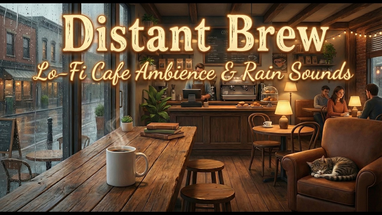 Distant Brew ☕🌧️ เสียงคาเฟ่และฝนตก Lo-Fi Cafe Ambience & Rain Sounds | Relax, Study, Sleep