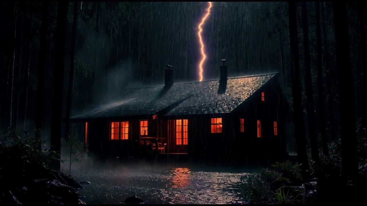 LIVE NOW 🌧️ Rainy Cozy Cabin in the Forest  🔥 |  Fall Asleep Instantly  😴 |  Night Forest Ambience