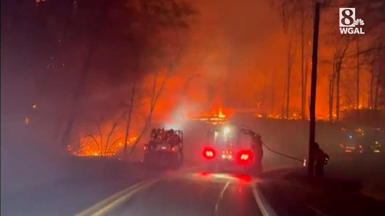 Video: Driving through the Michaux State Forest wildfire in Pennsylvania