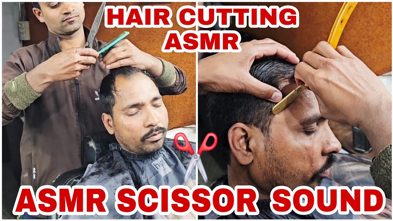 Indian Barber,After A Long Time Hair Cut✂️scissor✂️Asmr Sound deep Relief And Quick Sleep Satisfing😴