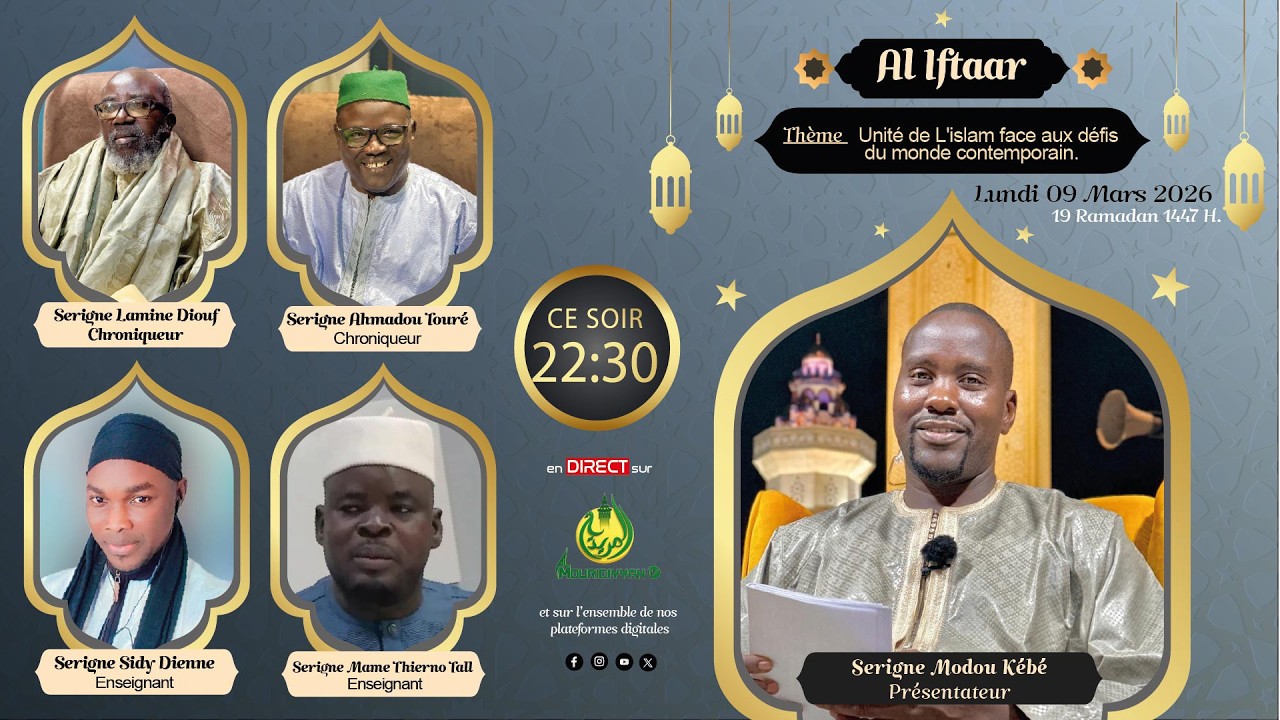 🔴Suivez en Direct AL Iftar | Jour 19 Ramadan 1447 H | Lundi 09 Mars 2026 | Al Mouridiyyah Tv: