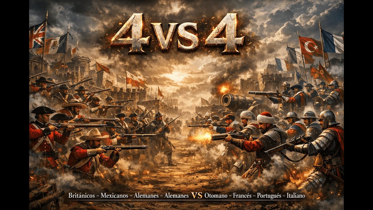 4 VS 4 ⚔️ Batalla Total de Civilizaciones | Estilo Age of Empires III