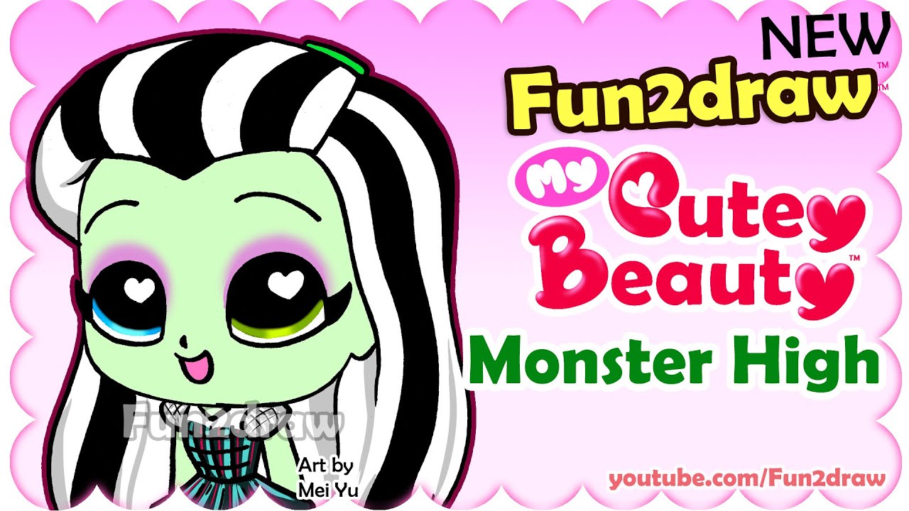 How to Draw a Frankie Stein Monster High | Fun2draw Cutey Beauty (Online Drawing Lessons)