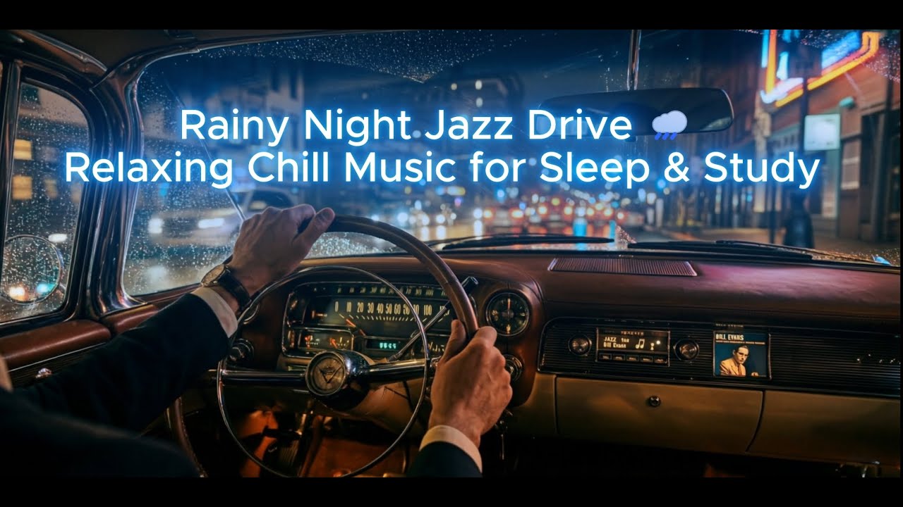 【作業用BGM】Rainy Night Jazz Drive 🌧️ Relaxing Chill Music for Sleep & Study　自律神経を整える 優しいジャズと雨のドライブ映像