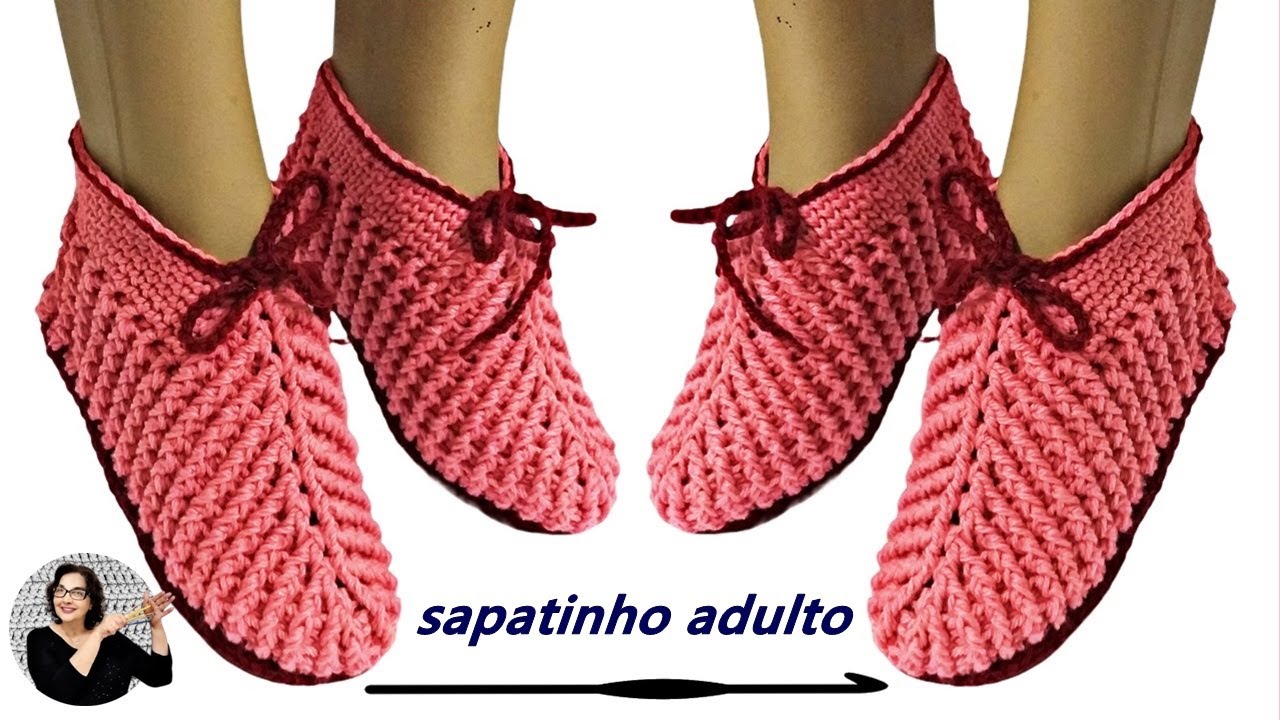 Sapatinho de Crochê (adulto) Lindo passo a passo