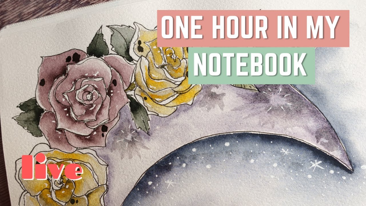 using  Boku-Undo E-Sumi Gansai Paints - to paint beautiful Roses and the Moon with dark muted paints