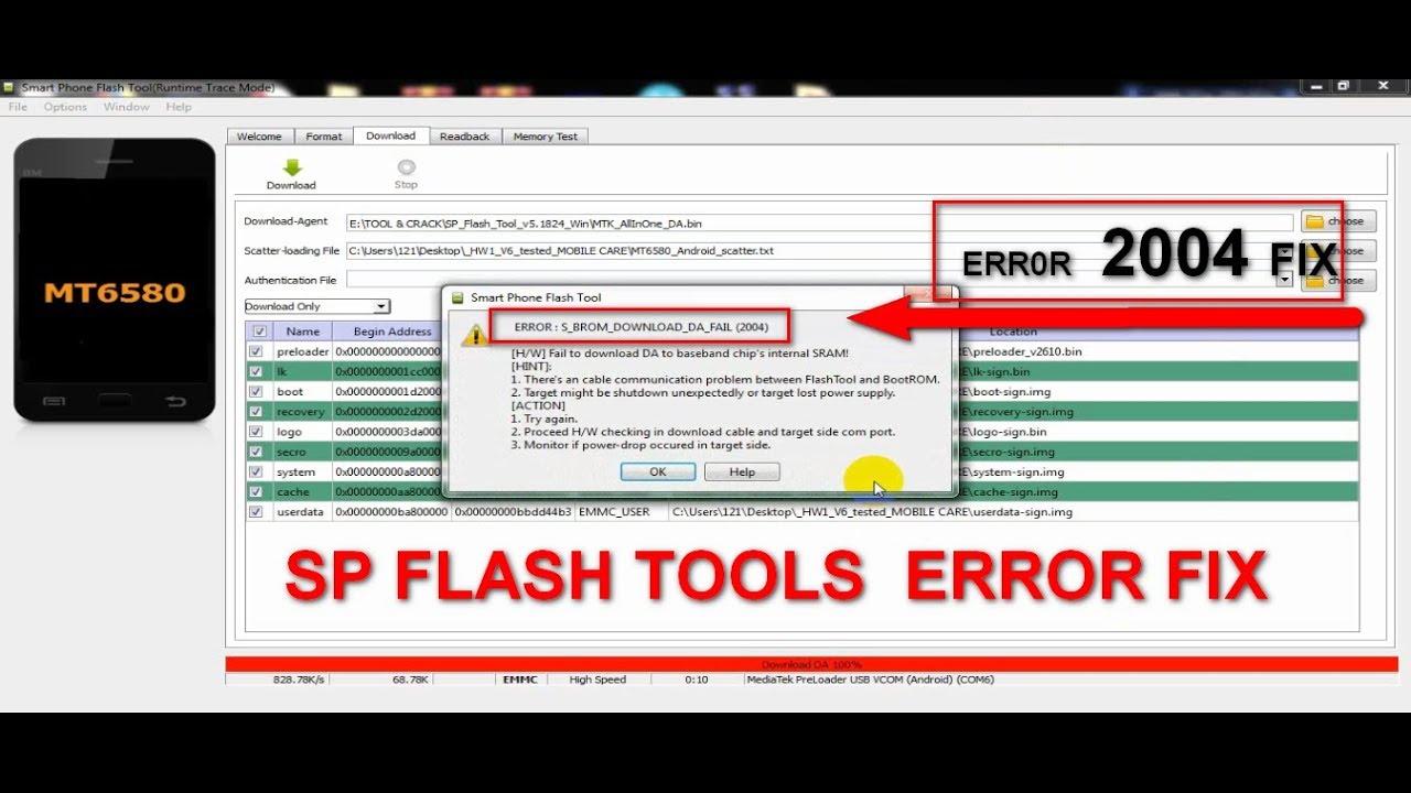 SP FLASH TOOLS 2004 ERROR FIX