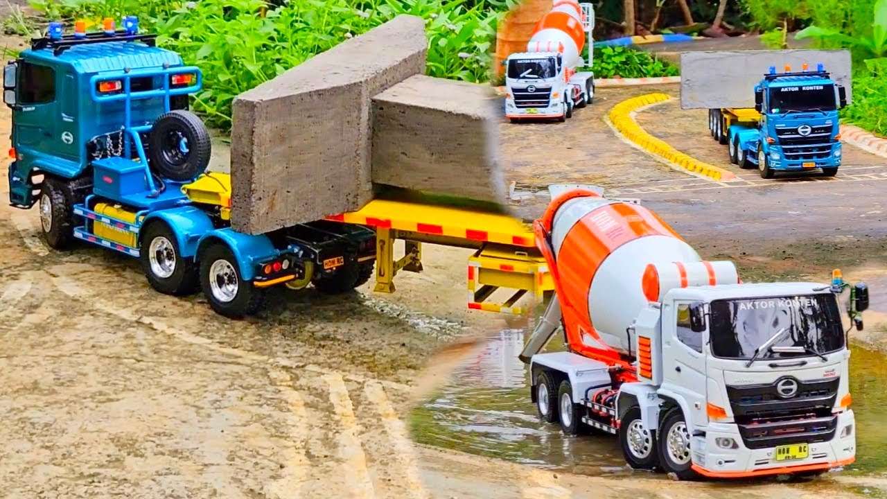 AKSI KE 75 ‼️ Pengiriman Tiang Pancang Rc Truk Trailer VS Molen Angkut Cor Suspensi Goyang Over Muat