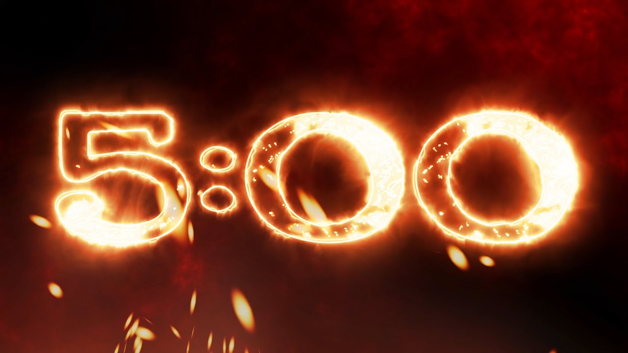 5 Minute FIRE Countdown Timer with Music 🔥 ⏳ (4K)