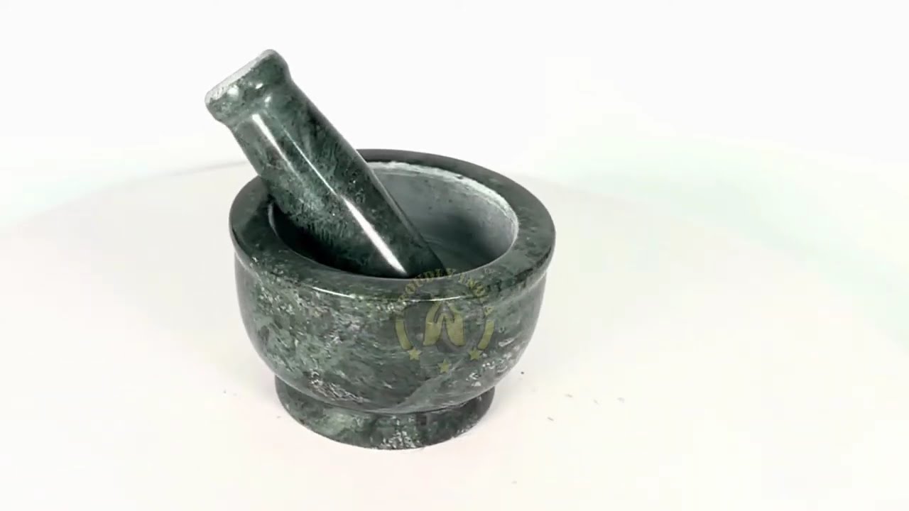 Marble Mortar & Pestle (Green marble khalbatta)