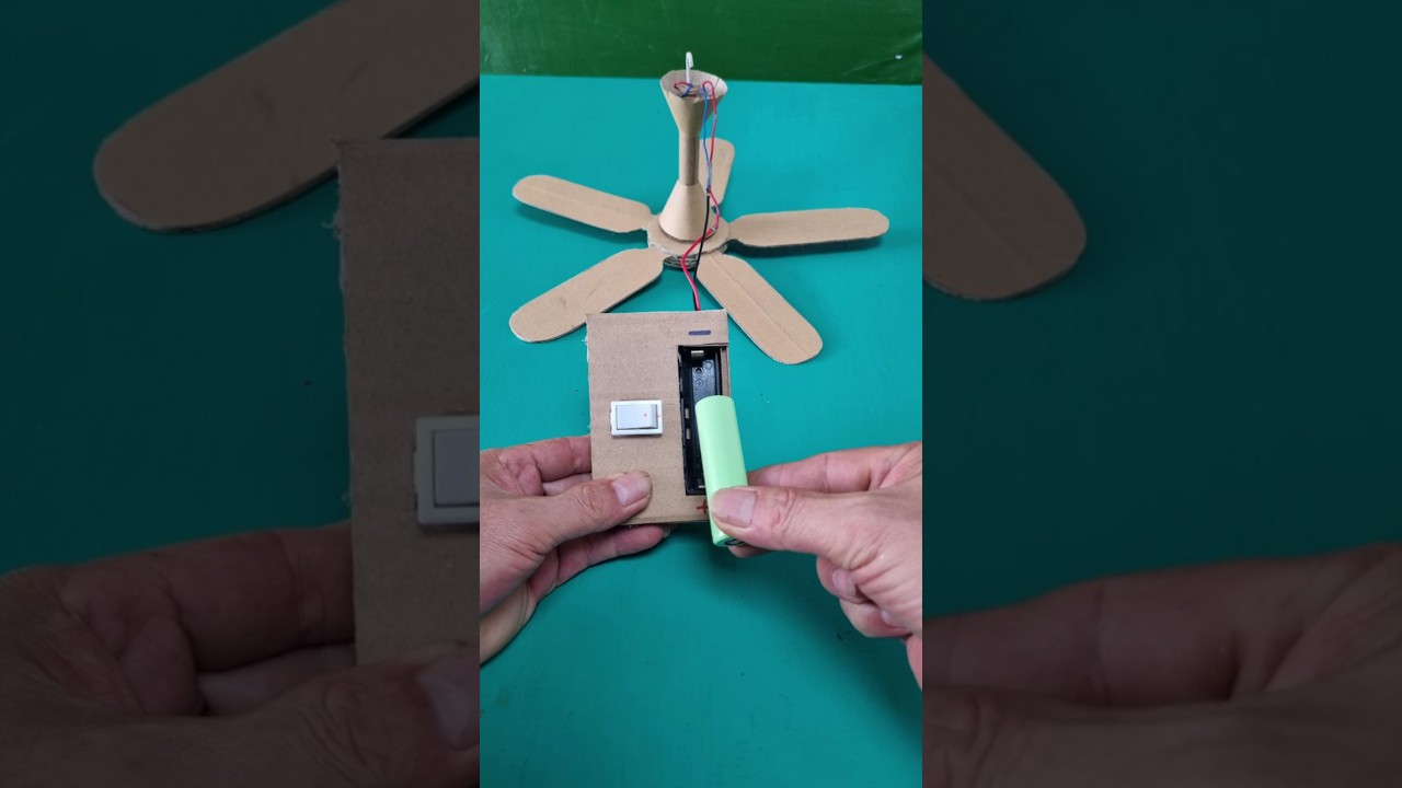 Power source for a ceiling fan made from cardboard. #fanvideo #ceilingfan #diy