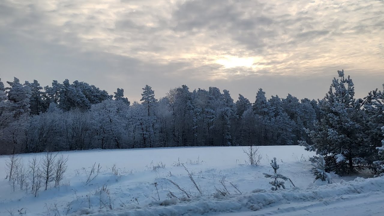 Winter road from a car window | Real view and landscapes from a car window