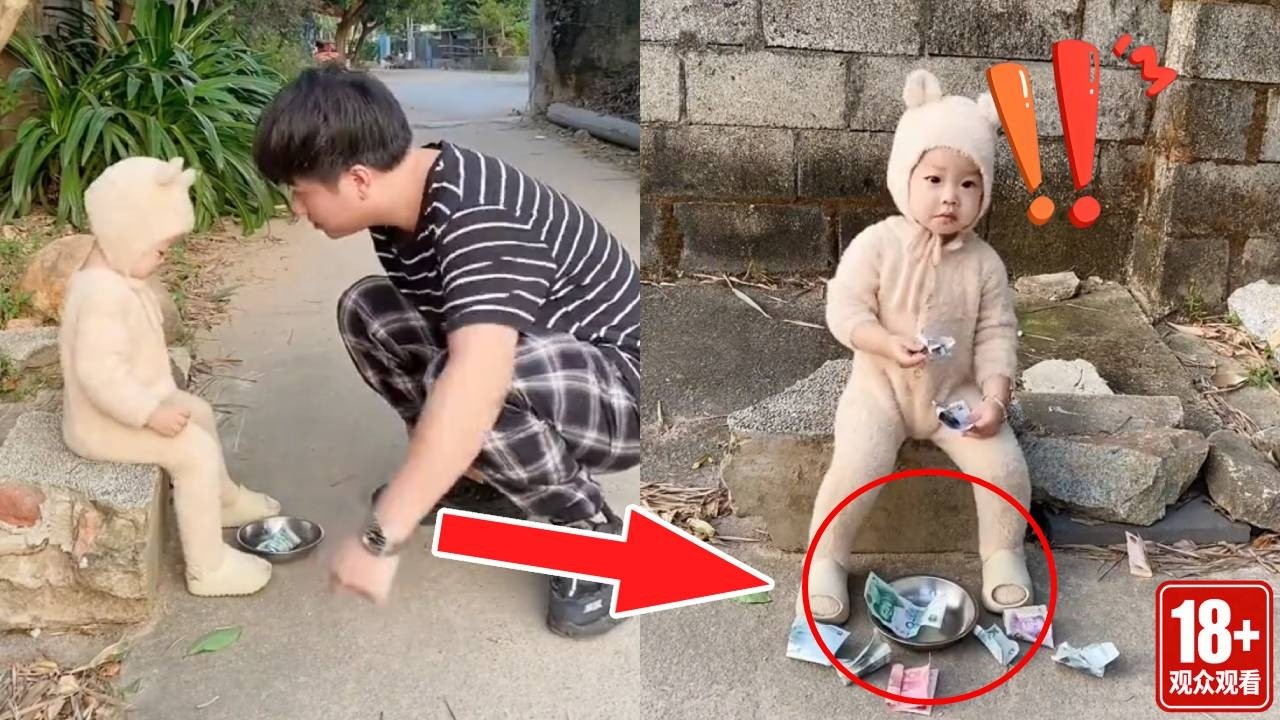 爸爸只是让孩子在原地等失主，没想到还有意外收获！这可把孩子搞蒙了！【曼妮一家人】