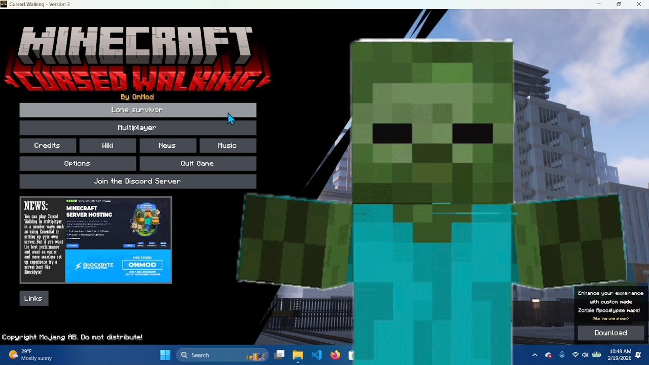 The ZOMBIE APOCALYPSE In Minecraft!? - CURSED WALKING MOD
