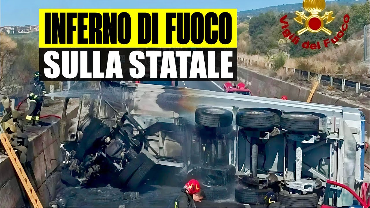 INFERNO DI FUOCO SULLA STATALE: CI SONO MORTI. SPAVENTOSO INCIDENTE TRA AUTO E TIR A PATERNÒ