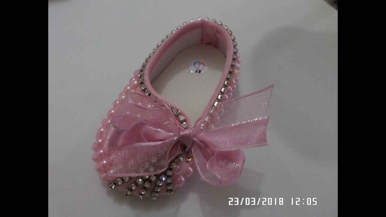 Sapatilha Rosa com fita de Voil
