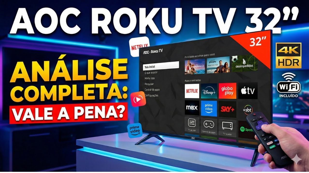 Smart TV AOC 32” Roku TV Vale a Pena em 2026 ? Review Completo + Prós e Contras | Quad Core Wi-Fi!