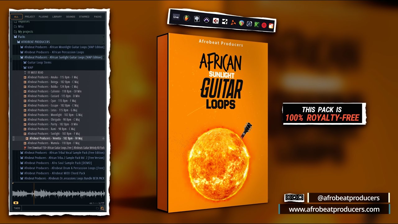 Free Download 150+ Guitar Vocals 100% Royalty Free | Moonlight Afrobeats Loops Guitar Kit Pack STEMS
