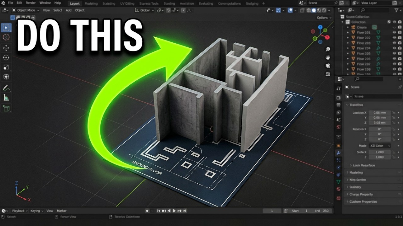 USE THIS METHOD TO CONVERT YOUR 2D PLAN IN AUTOCAD INTO A 3D MODEL IN BLENDER #autocadtips #autocad