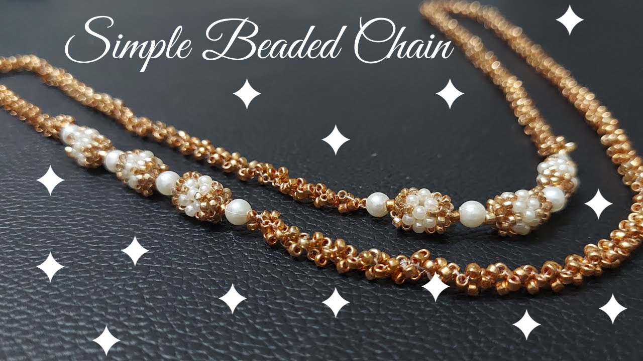 Simple Beaded Chain. Easy Beading Tutorial. Spiral Chain.