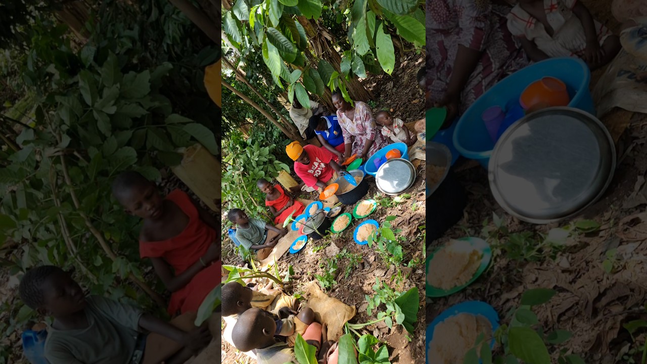 African village life of our organic mom serving village food for lunch #shortfeed #africa