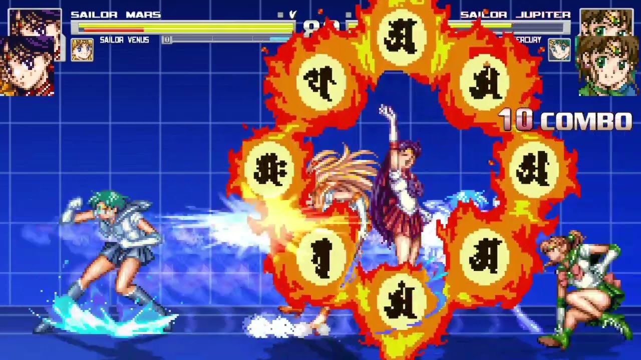 MUGEN: Cooperation SailorMars and SailorVenus vs SailorJupiter and SailorMercury