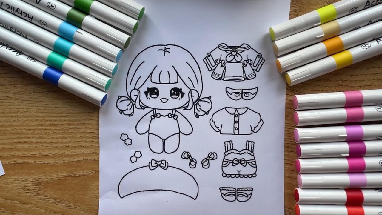 Tô màu tranh giấy công chúa chibi