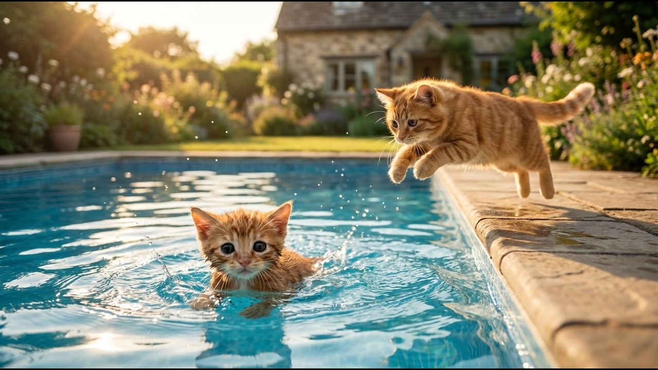Mama Cat Saves Her Kitten From the Pool 🐾💕 And Other Heartwarming Stories