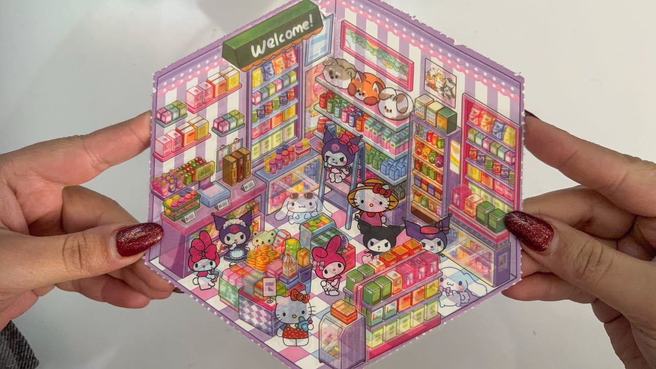(ASMR)DIY 3D Sanrio Sticker Mini Shop | Cute Paper Craft & Satisfying DIY#kuromi