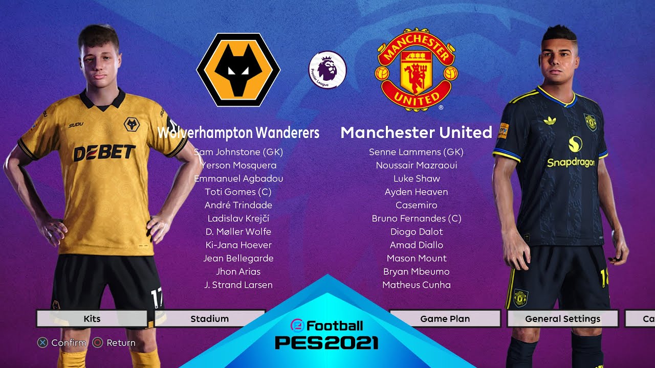 PES 21 - Wolverhampton Wanderers vs Manchester United - Premier League 25/26 Match | PC Gameplay