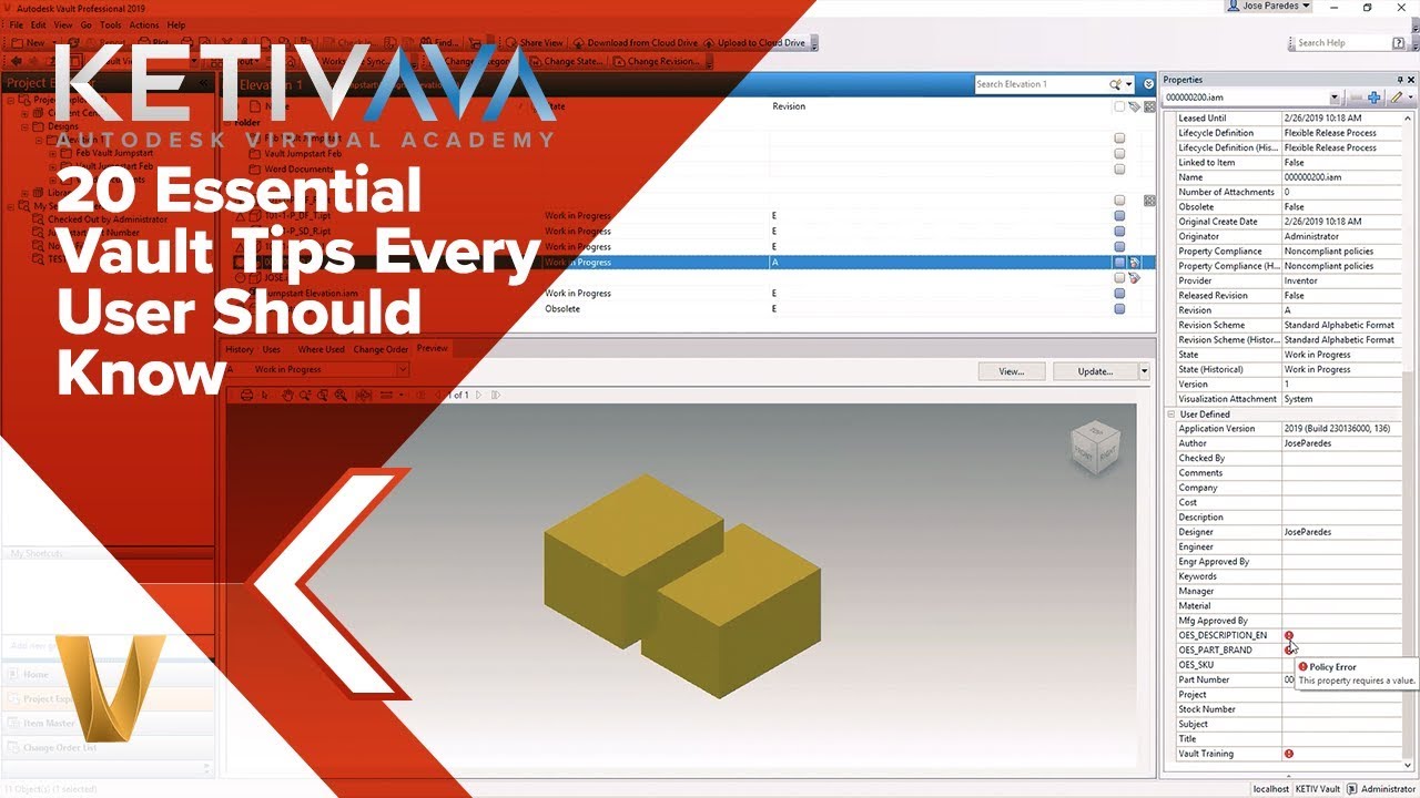 20 Essential Vault Tips Every User Should Know | Autodesk Virtual Academy