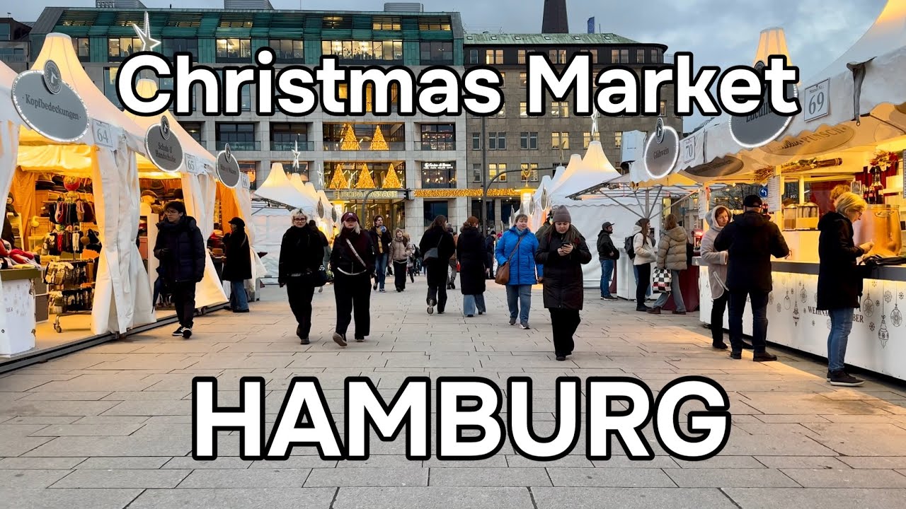 Christmas Market Jungfernstieg in Hamburg. White Magic on the Jungfernstieg. Weisserzauber |4K|